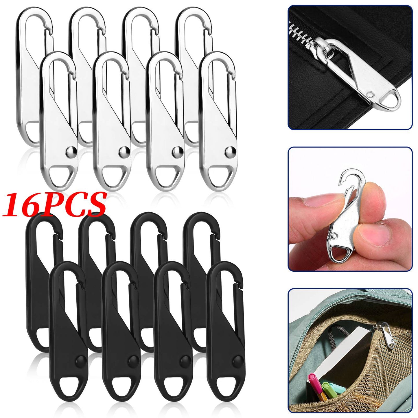 16pcs metal zipper head