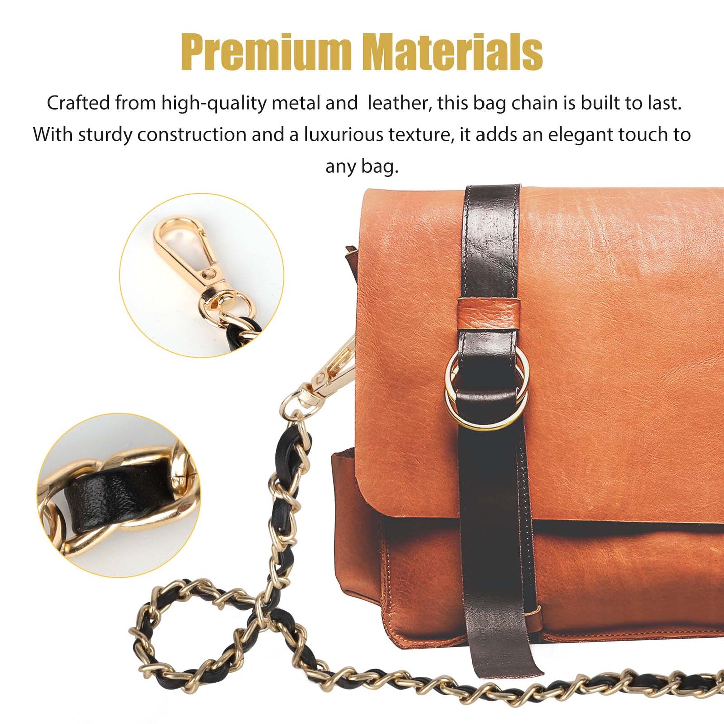 Chain strap with Leather Metal