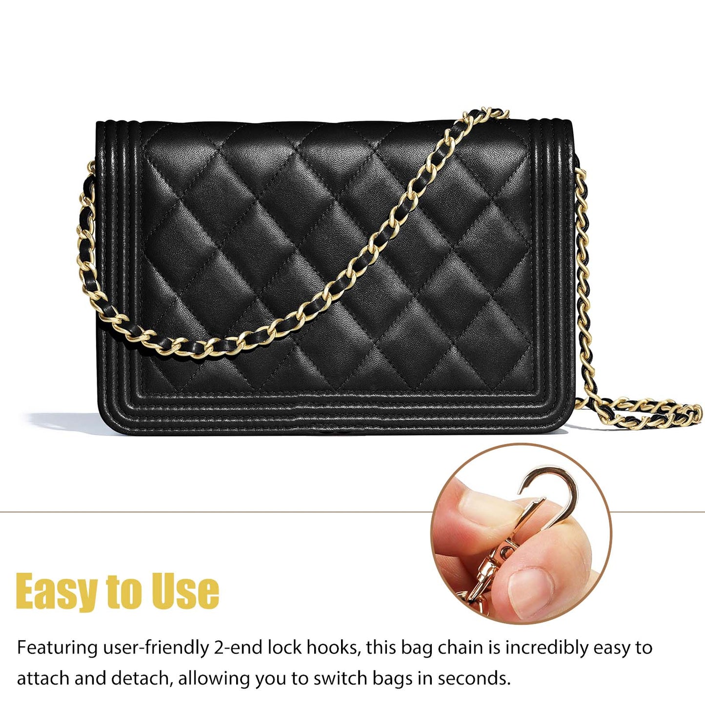 Chain strap with Leather Metal