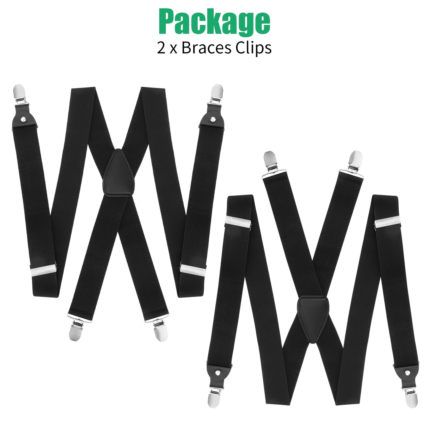 2Pcs Men X-Shaped clips pants Adjustable suspender