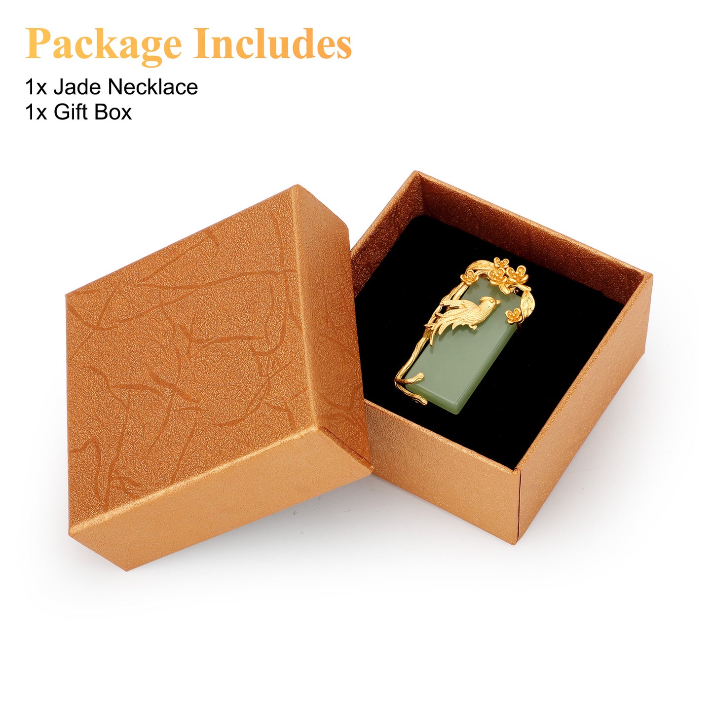 Natural green Phoenix Bird Jade Pendant Yellow Gold Plated Necklace