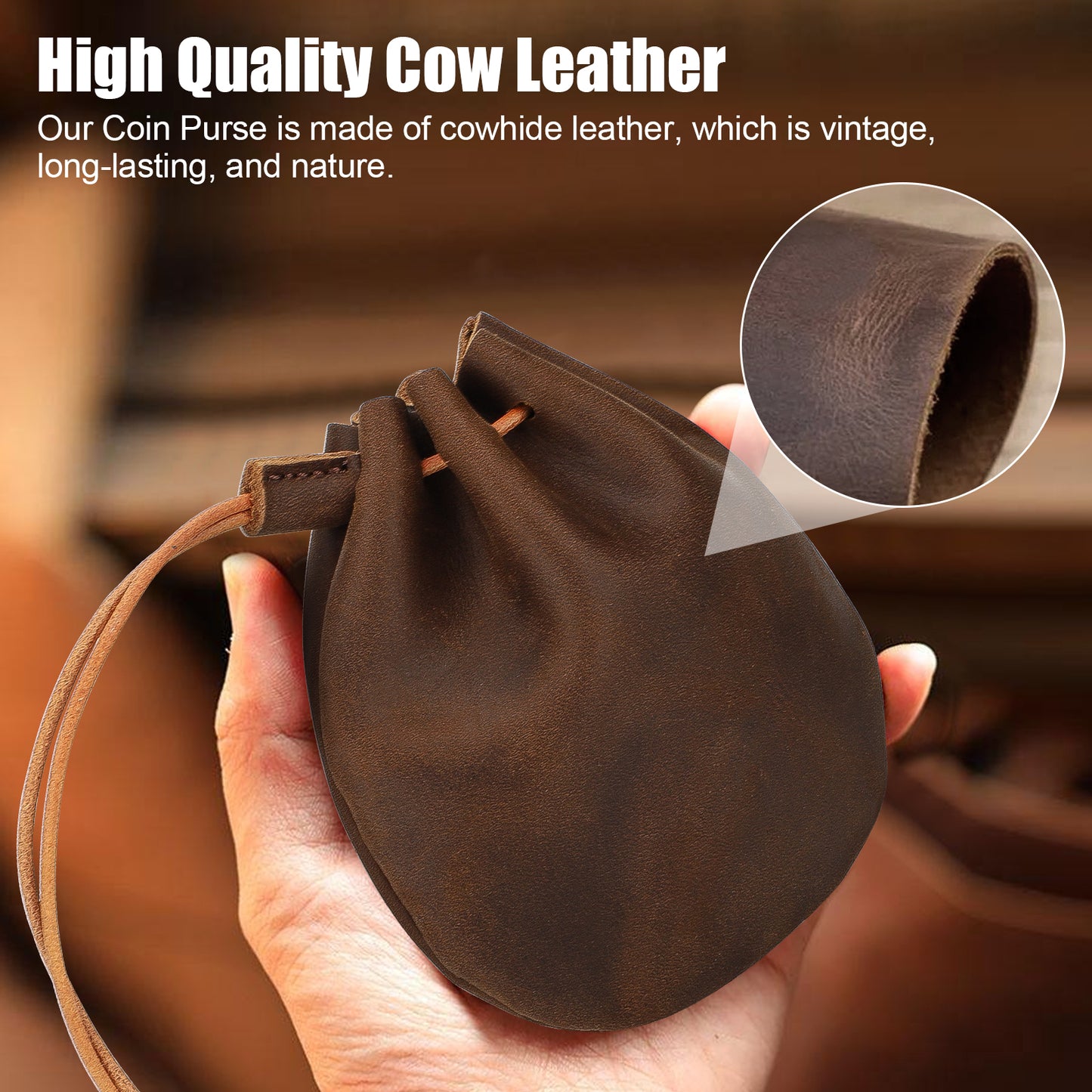 Small Leather Wallet - Convenient Coin Purse with Retro Design (Brown)