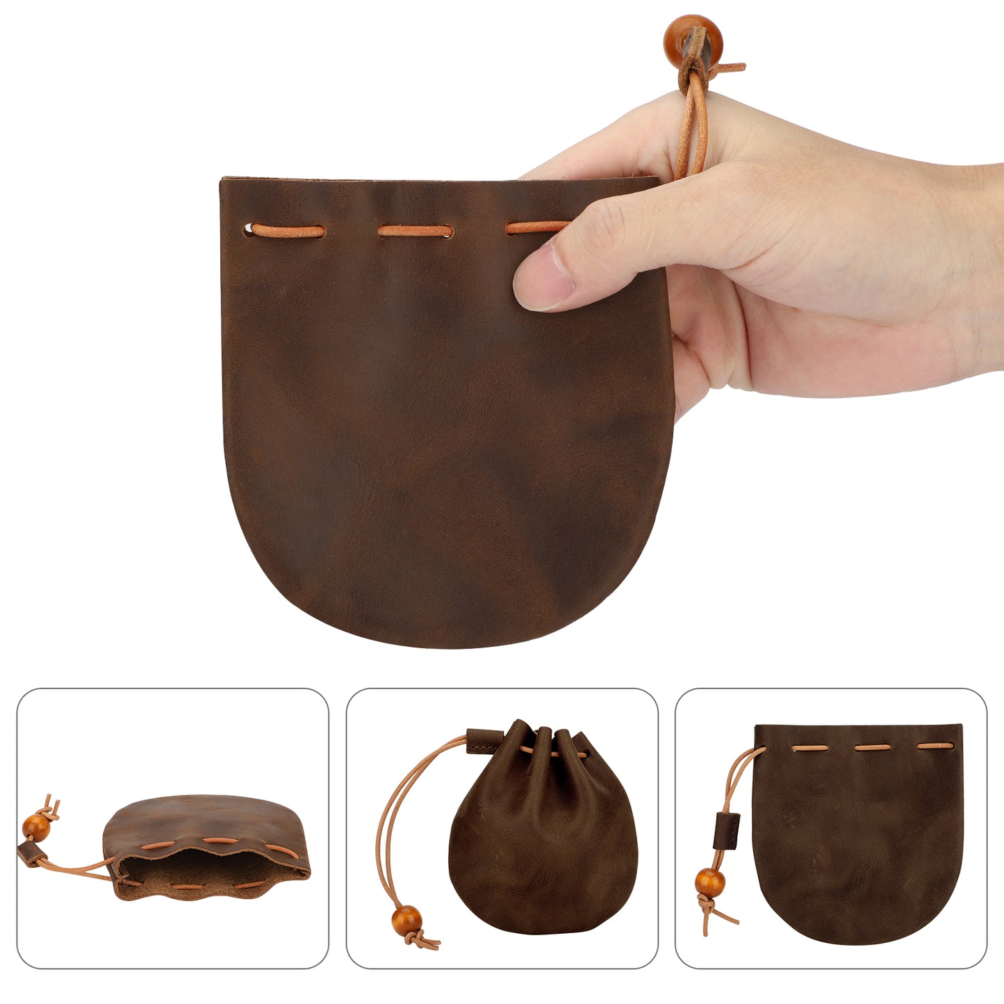 Small Leather Wallet - Convenient Coin Purse with Retro Design (Brown)