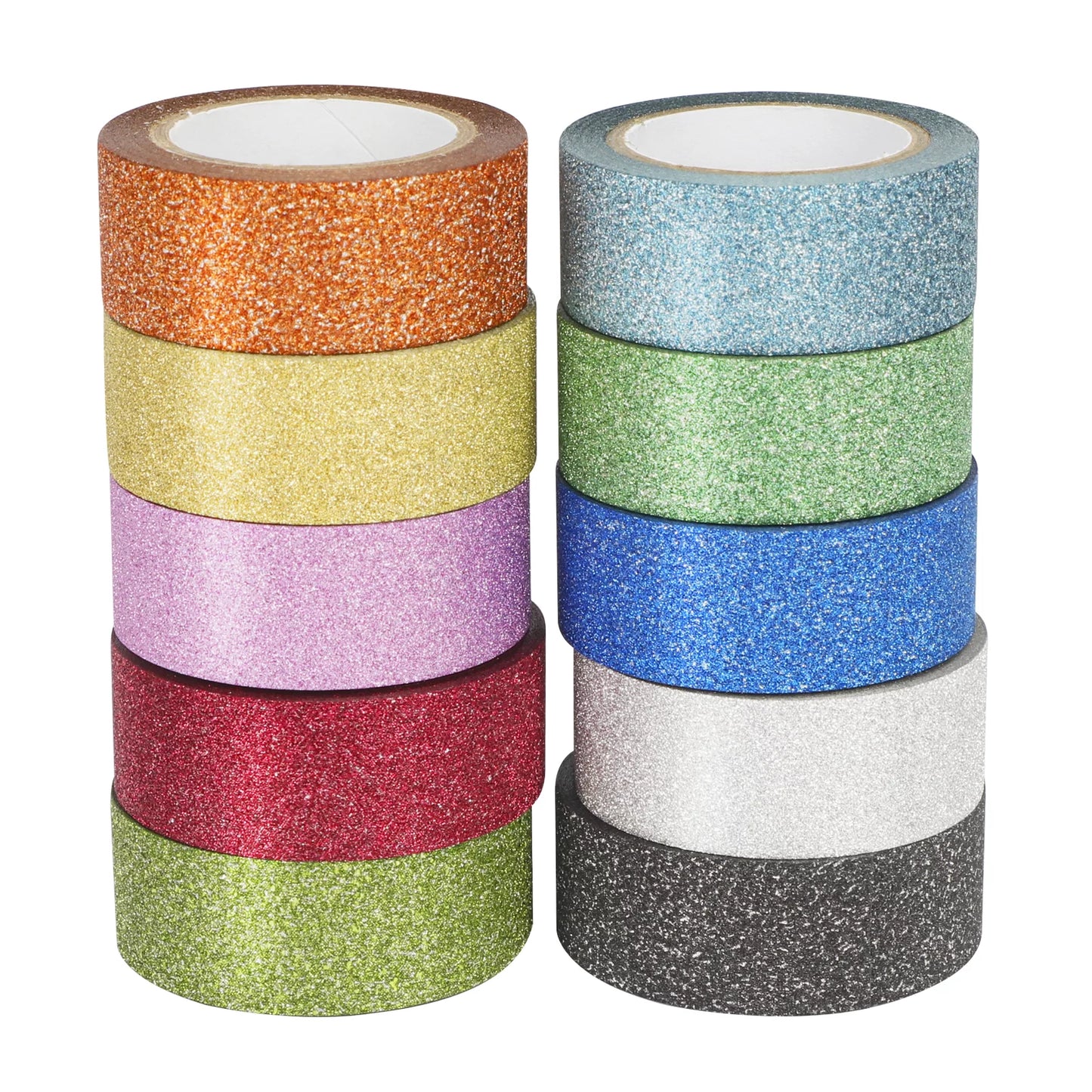 16.4 feet Length 10 Rolls Colored Glitter Decorative Washi Tape - DIY Glitter Washi Tape Masking Tape for Scrapbooking Decoration School Office Supplies