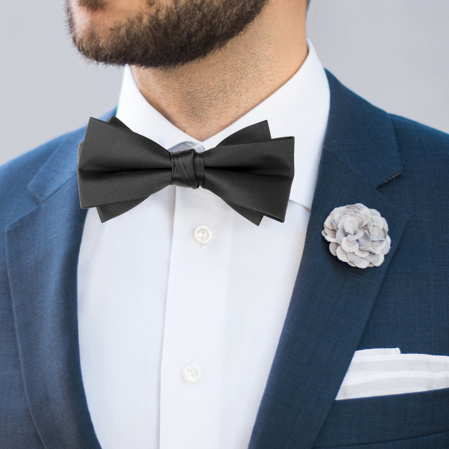 Classic Bow Tie Set - Black Silk Bow Tie with Gift Box for Men and Boys