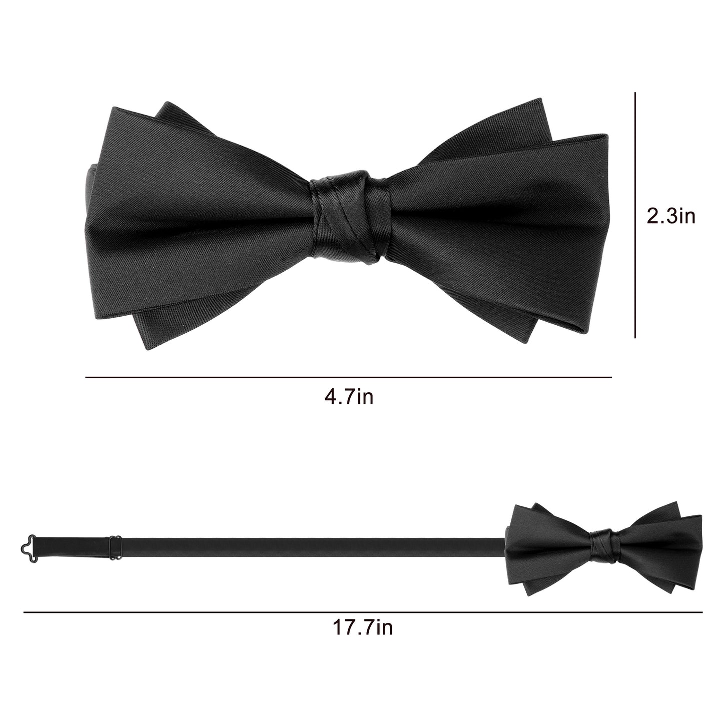 Classic Bow Tie Set - Black Silk Bow Tie with Gift Box for Men and Boys