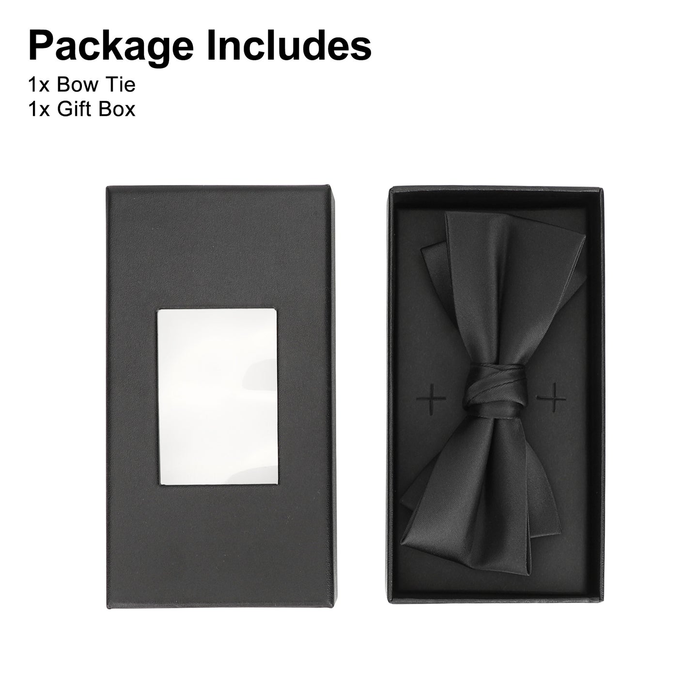 Classic Bow Tie Set - Black Silk Bow Tie with Gift Box for Men and Boys