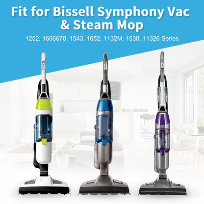 4Pcs Microfiber Mop Refill Pads Fit for Bissell 1252 1606670 1543 1652 Symphony Vacuum Steam Cleaner