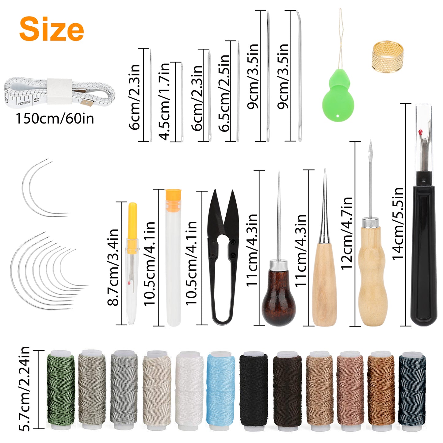 48pcs Leather Sewing Tools Kit - Needles, Thread, Awl Hand Tools for DIY Craft