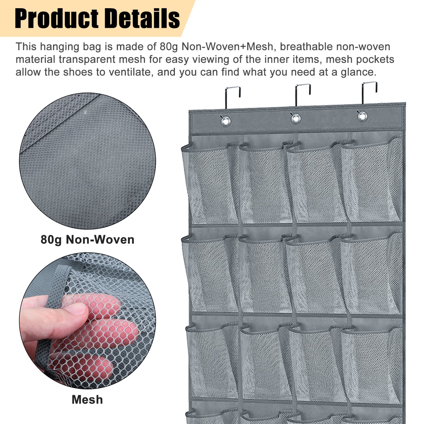 28 Grids Wall Hanging Shoe Organizer - Over Door Shoe Organizer Rack Hanging Storage Holder Hanger Bag Closet