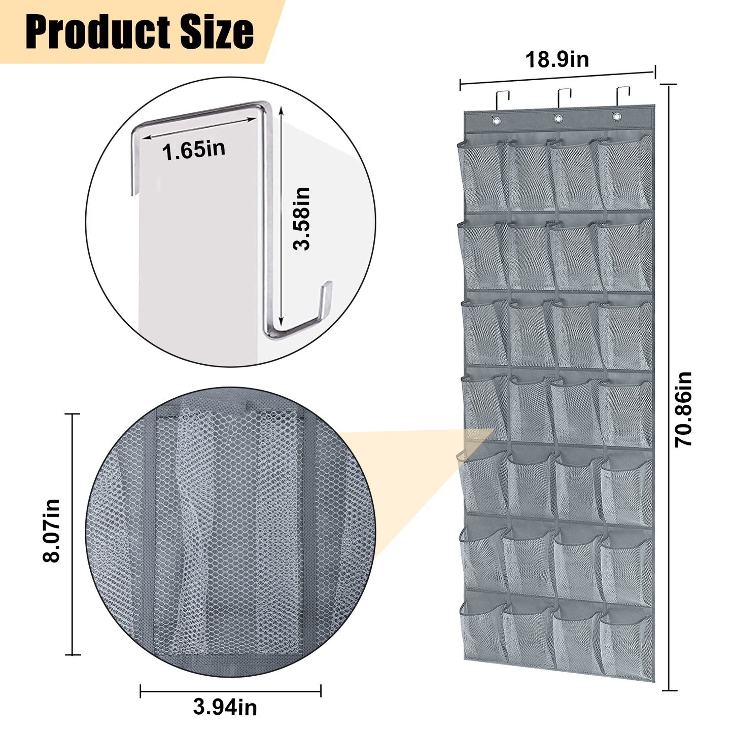 28 Grids Wall Hanging Shoe Organizer - Over Door Shoe Organizer Rack Hanging Storage Holder Hanger Bag Closet