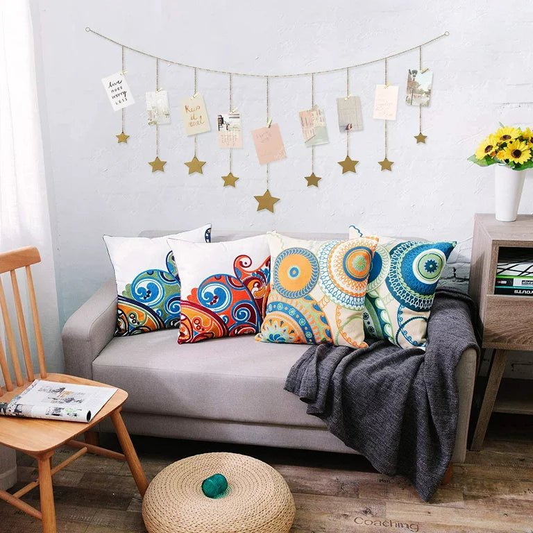 Photo Display Wood Stars Garland Chains for Dorm Decor ,Hanging Picture Frame Collage with 30 Wood Clips, Wall Art Decoration for Home Office Nursery Room Dorm Living Room Bedroom