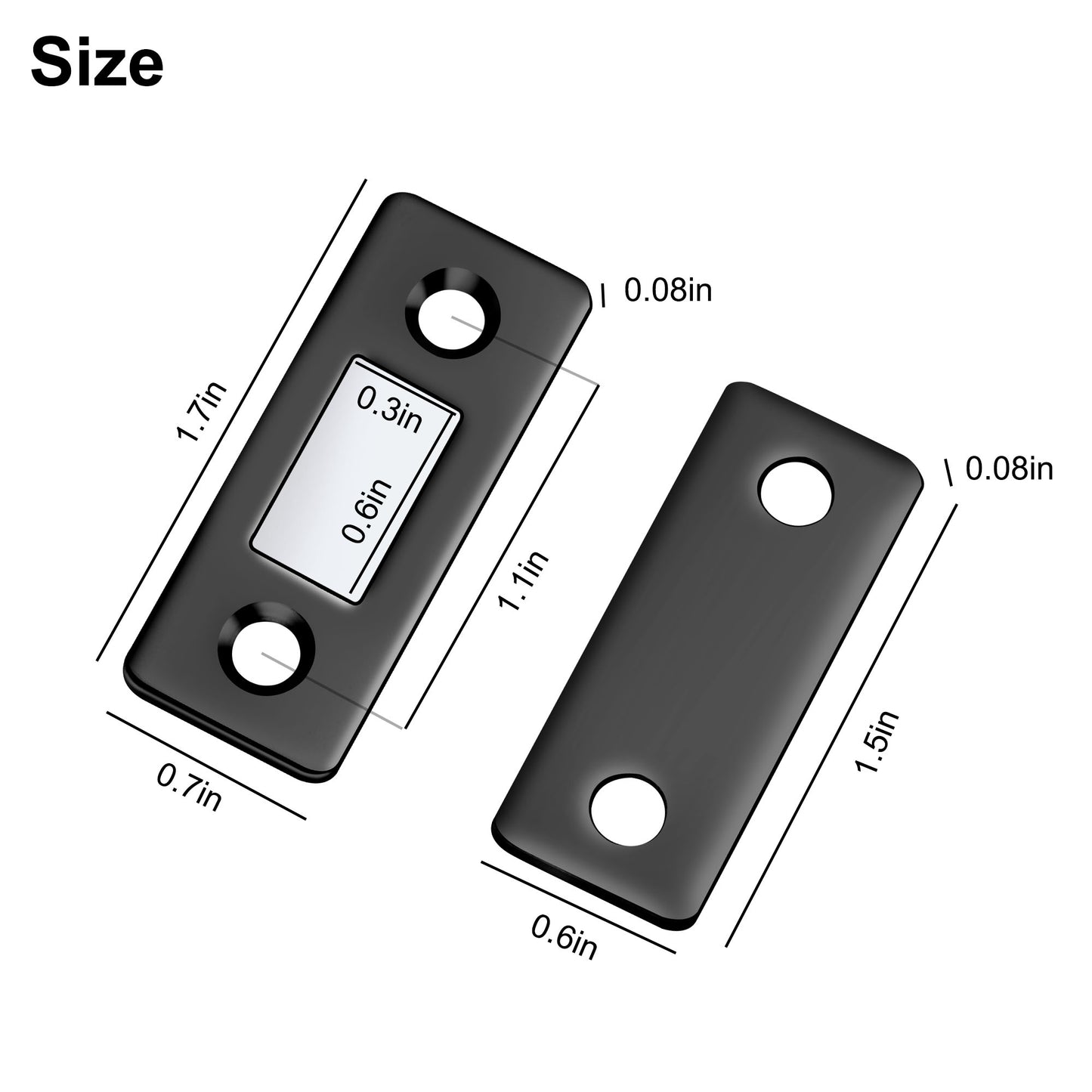 12pcs Ultra-Thin Magnetic Door Catch Set - Kitchen Cupboard Closet Closure - Strong Magnet, Adhesive Tape( Black)