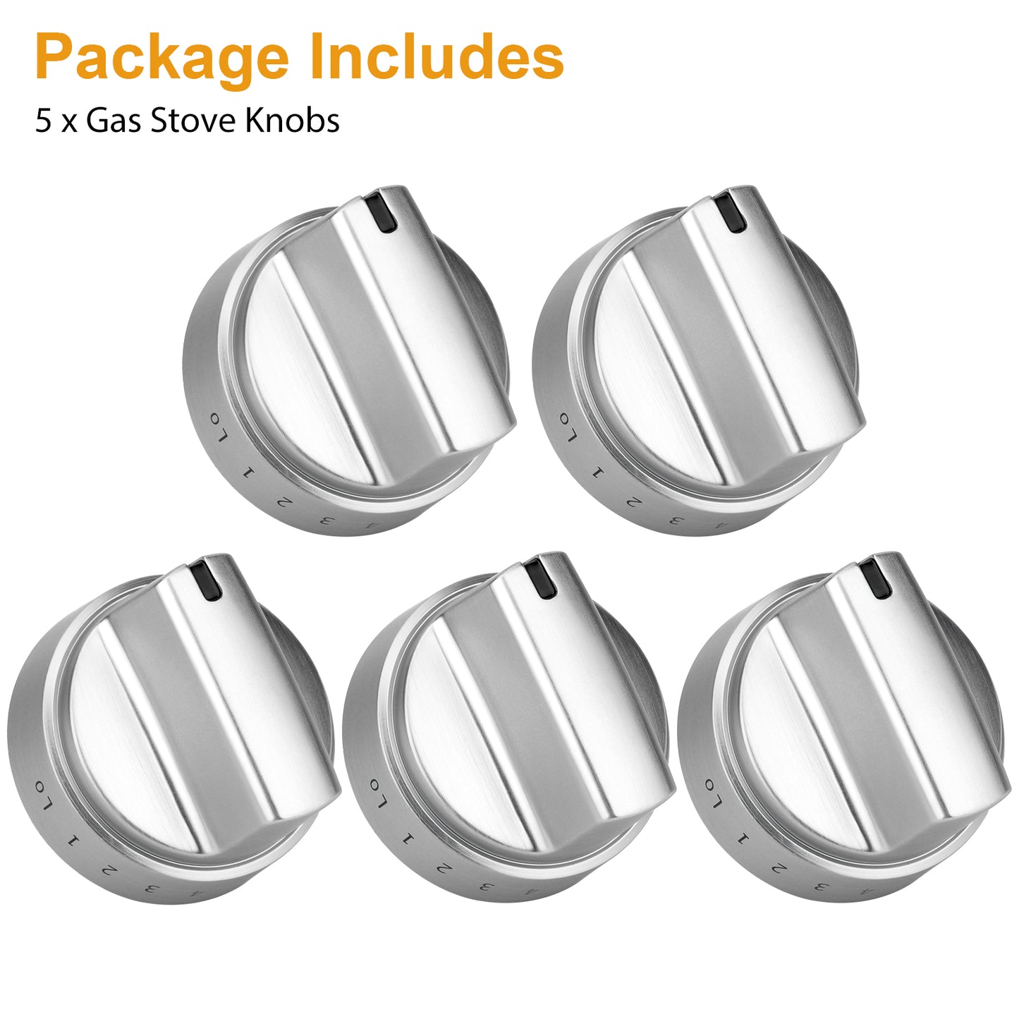 5PCS Gas Stove Knobs for GE Ranges - Durable Metal and ABS Plastic - Easy Installation