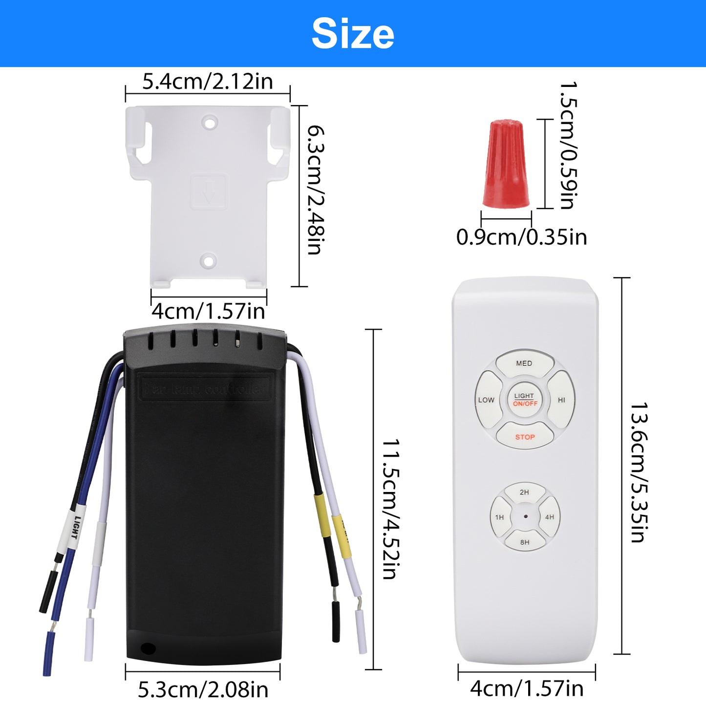 2-Pack Universal Ceiling Fan Remote Control Kit - 3 peed options, 4 timing settings, Beep Control