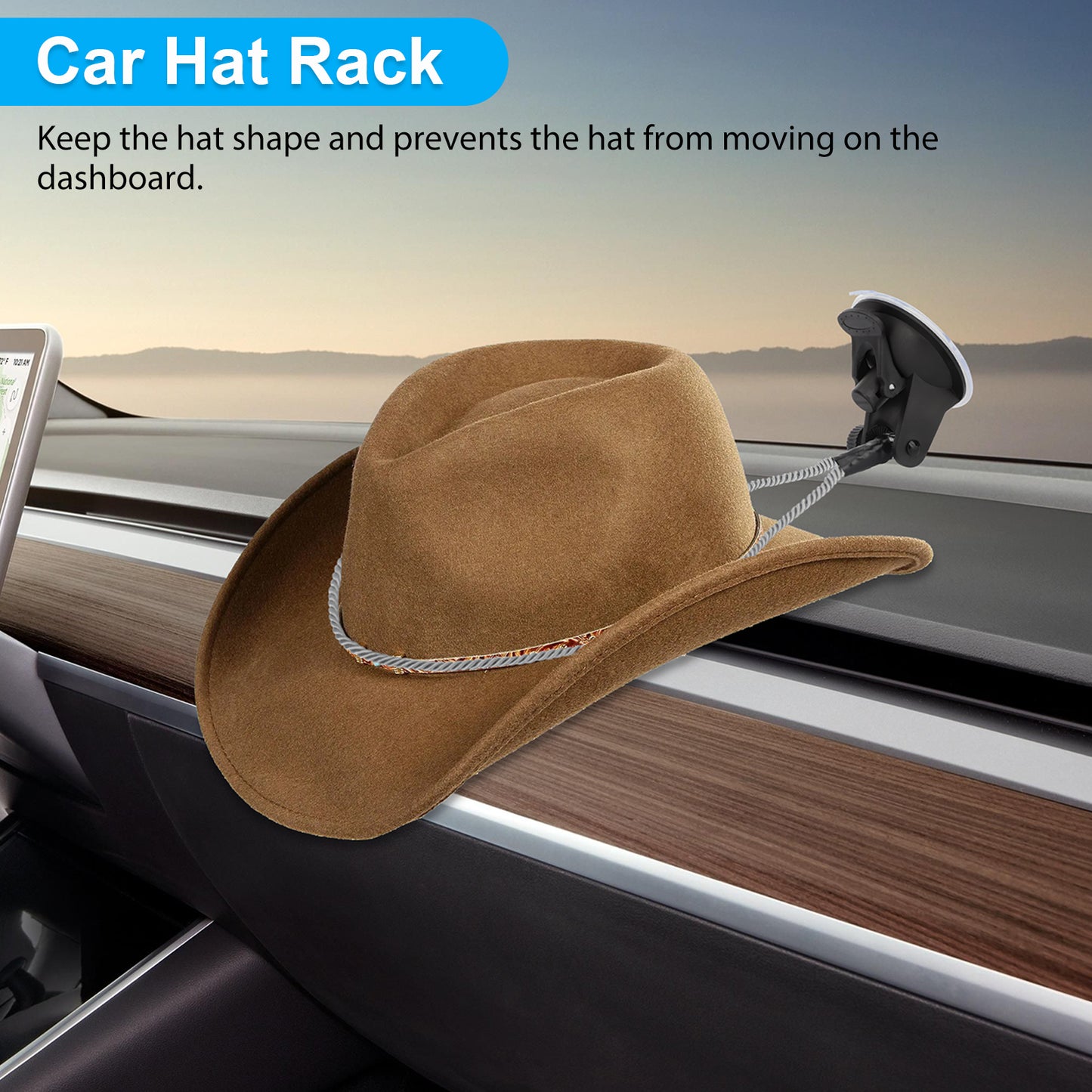 Cowboy Hat Mounts for Vehicle - Cowboy Hat Holder,Home Storage Rack For Truck Seat Car Accessories (black)