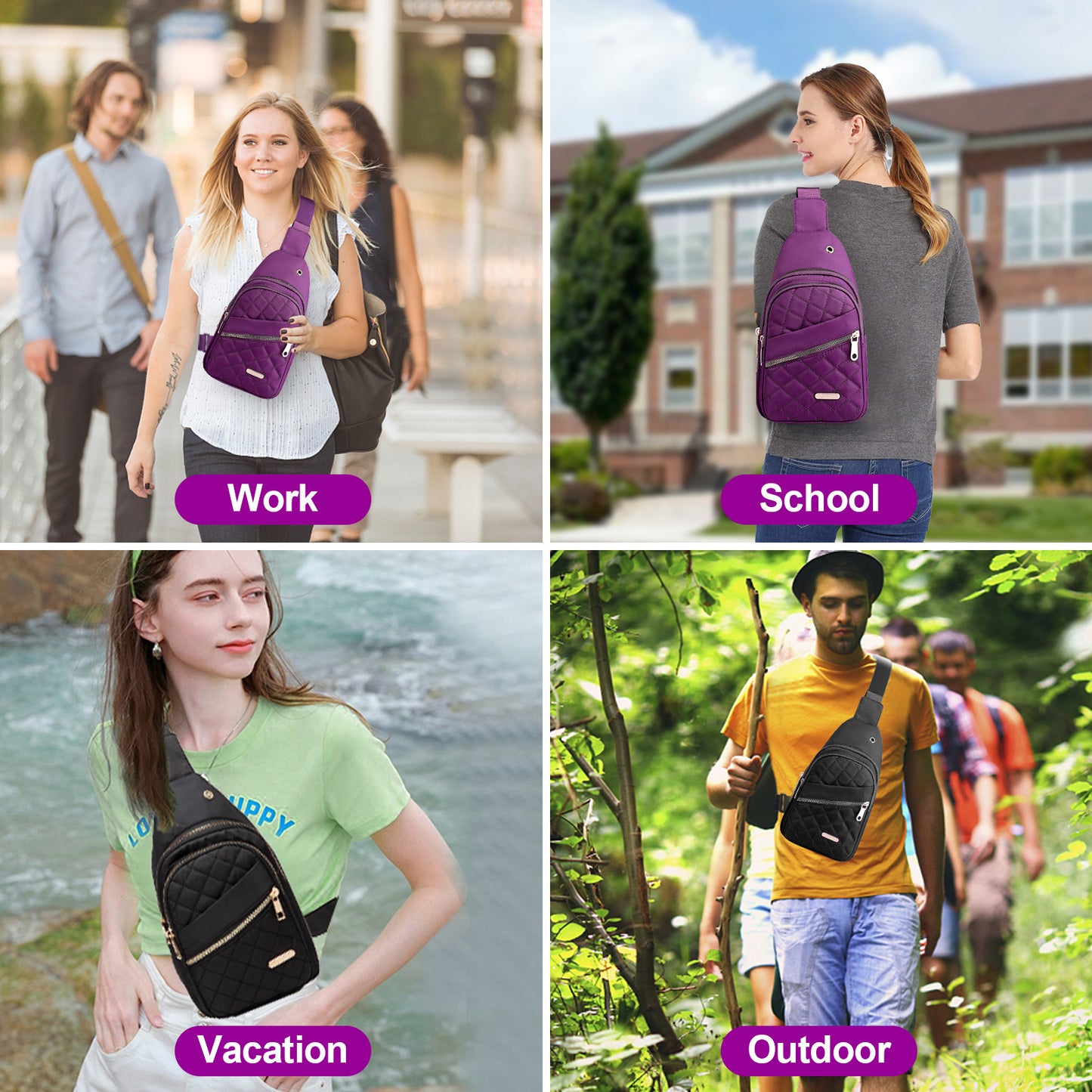 Versatile Crossbody Chest Bag - Water-Resistant Nylon, Adjustable Strap, Ideal for Travel, Work, and Daily Use(Black)