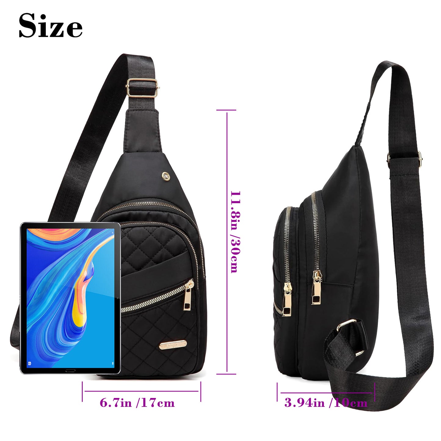 Versatile Crossbody Chest Bag - Water-Resistant Nylon, Adjustable Strap, Ideal for Travel, Work, and Daily Use(Black)