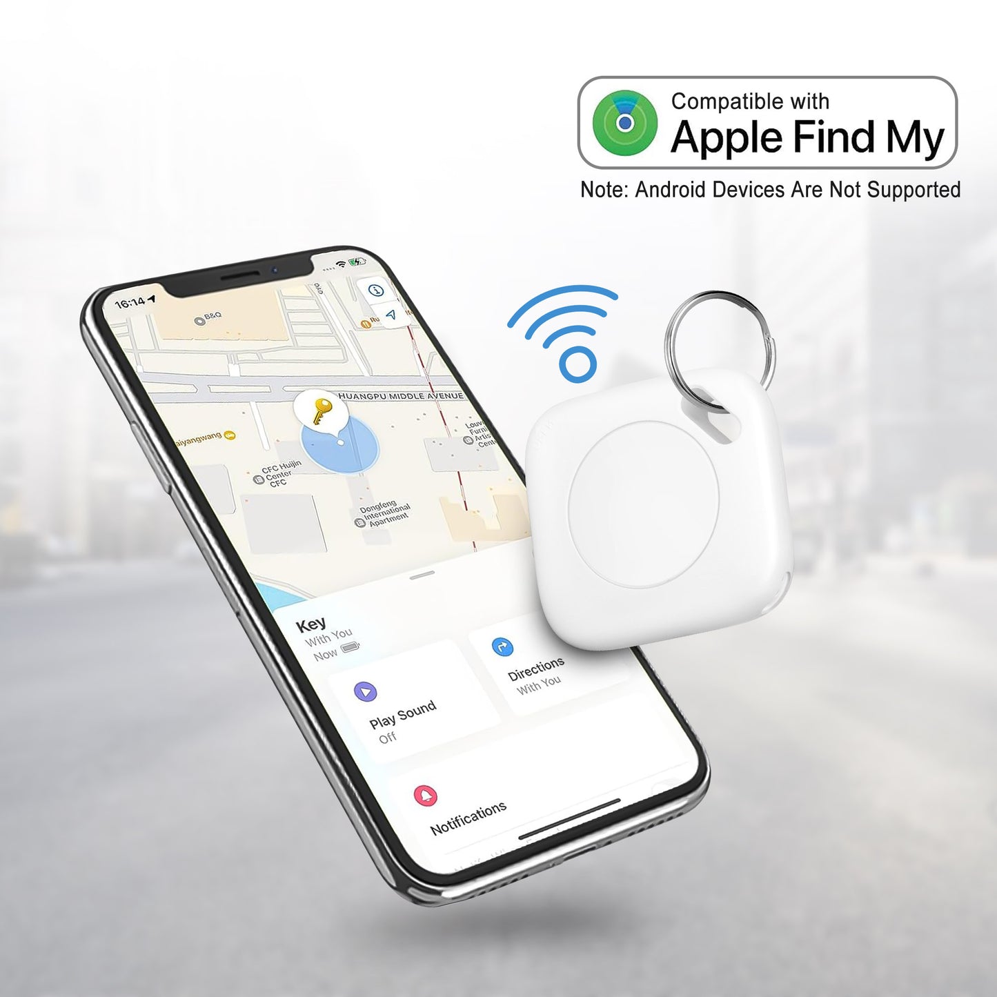 Anti-Loss Bluetooth Tracker - Replaceable Battery and 250 ft Bluetooth Range,Smart Mini GPS Locator Children's Pet Tracker Vehicle Locator (White)