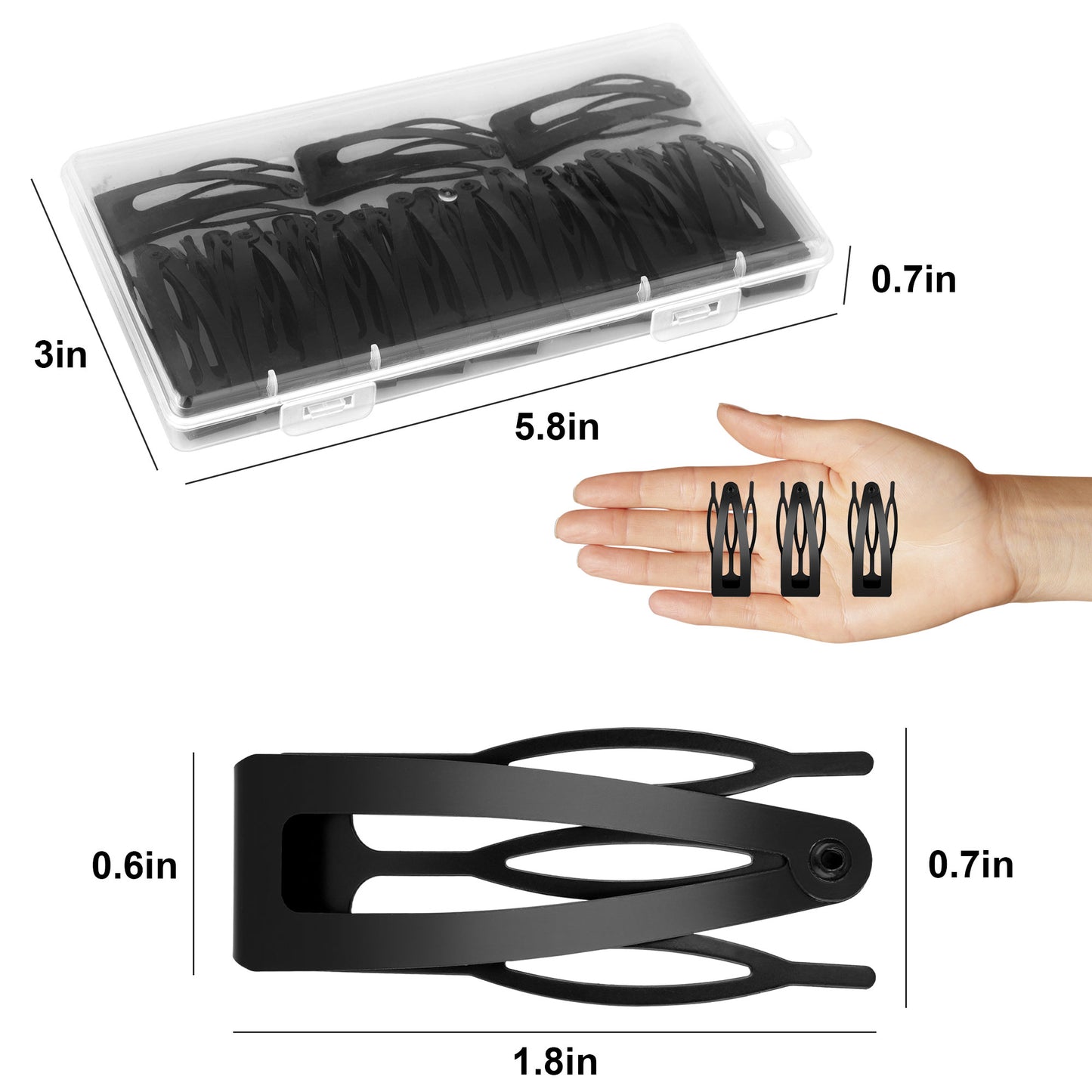 30 Pcs Metal Snap Hair Clips - Double Grip Hair Clips Hair Barrettes Hair Styling Hair Accessories for Women Girls Hair Making Salon Supplies (Black)