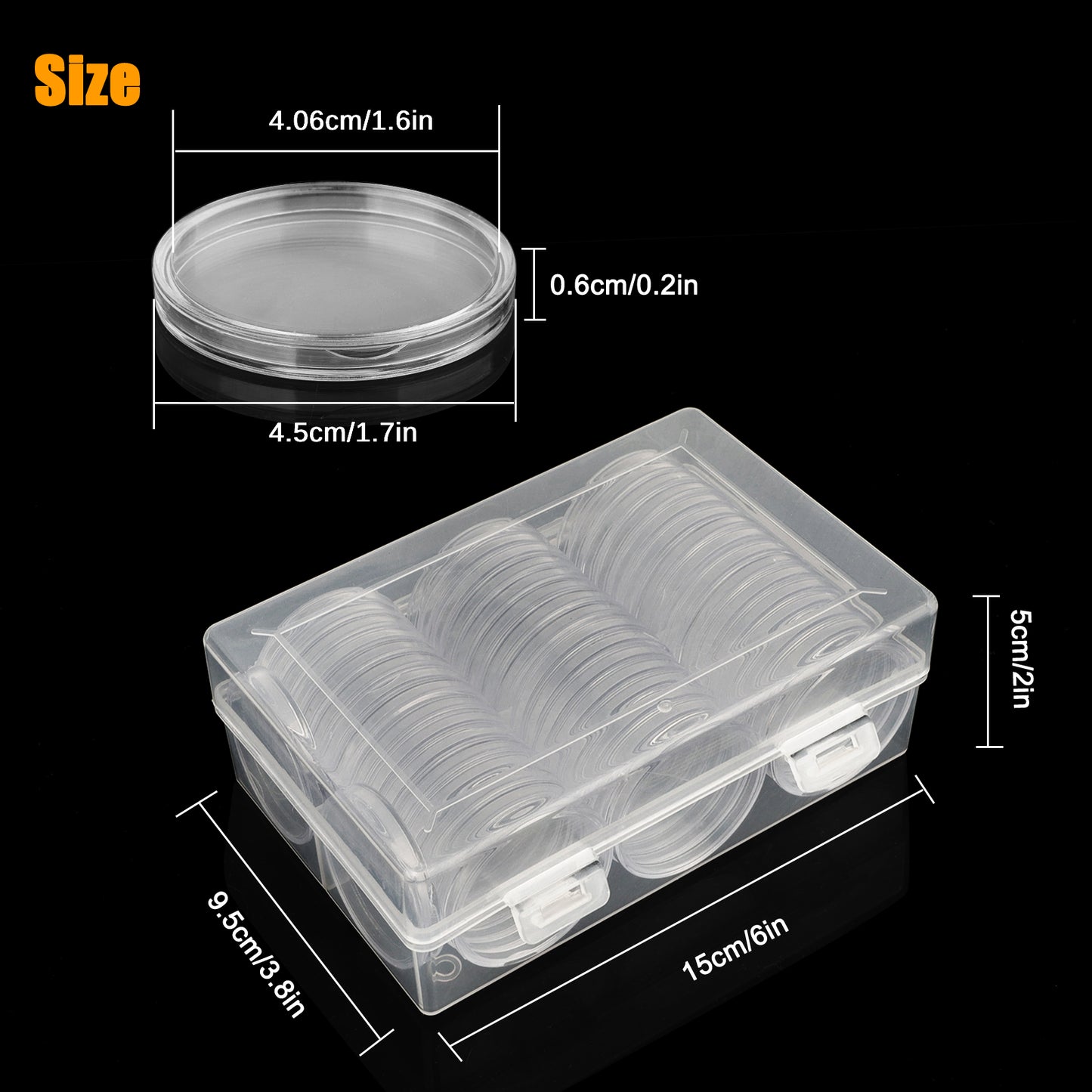 50Pcs Clear 40.6mm Coin Holders Capsules - Transparent Coin Capsules Set with Storage Box,Coin Collection Case for Coin Collection Protection Coin Preservation