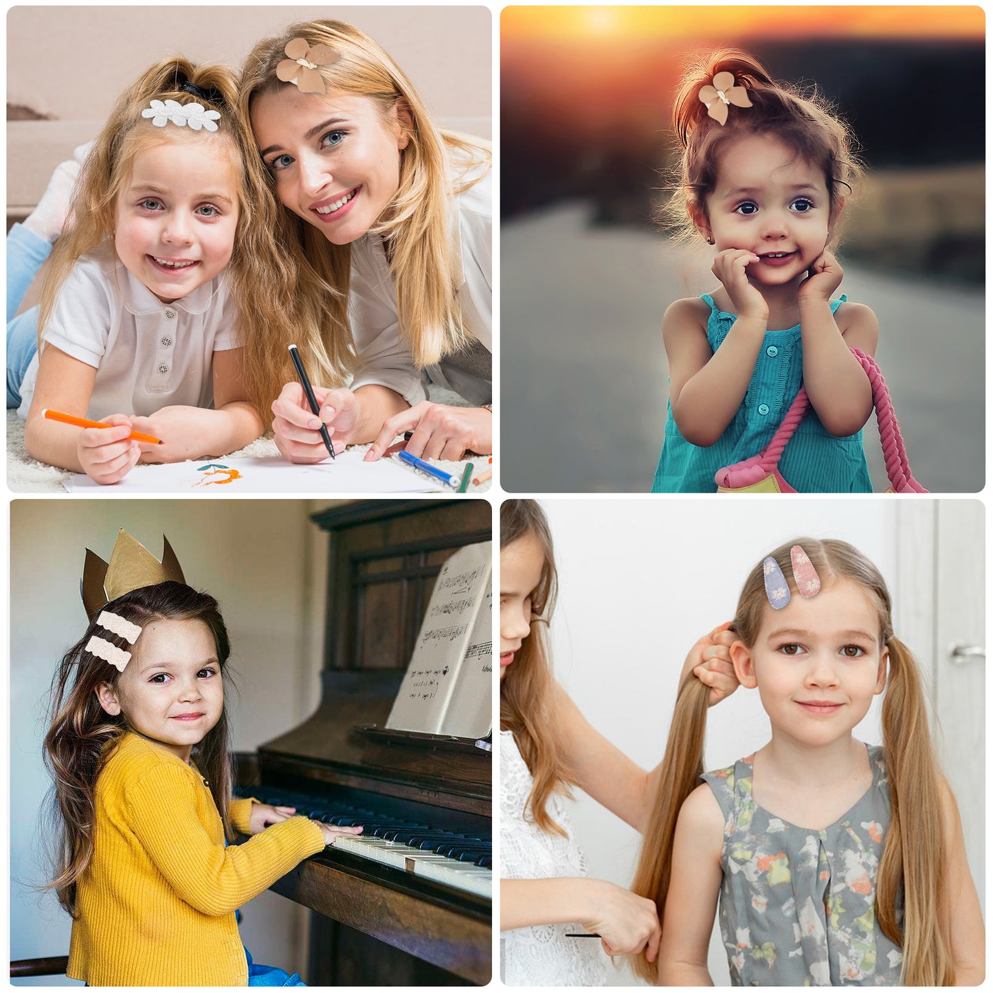 14 Pcs Cute non-slip Hair Clips - Bows Butterfly Flower Hair Clips,Fully Lined Alligator Clips Hair Barrettes Hair Accessories for Girls Kids