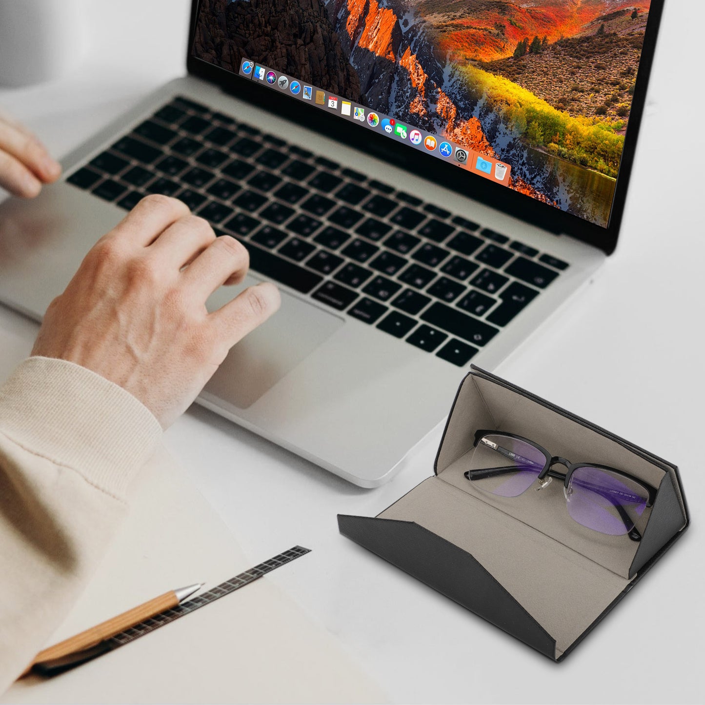 Collapsible Triangle Eyewear Glasses Case - Compact and durable glasses storage for travel and everyday use, protective and versatile, can store sunglasses, reading glasses and more