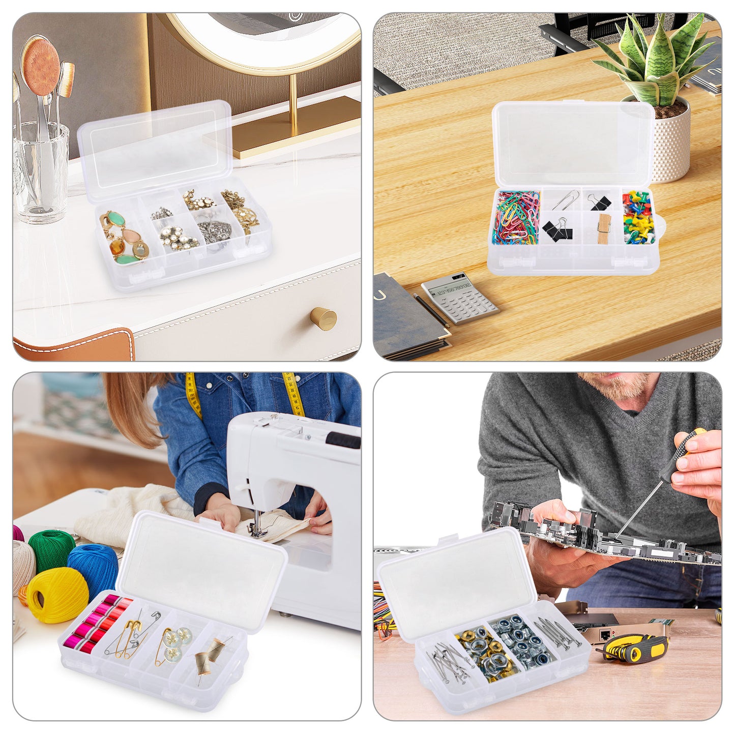 Double sided Transparent Storage Box - Clear 10 Slots Jewelry Storage Box Case Earrings Organizer Holder Jewelry Container for Earrings rings