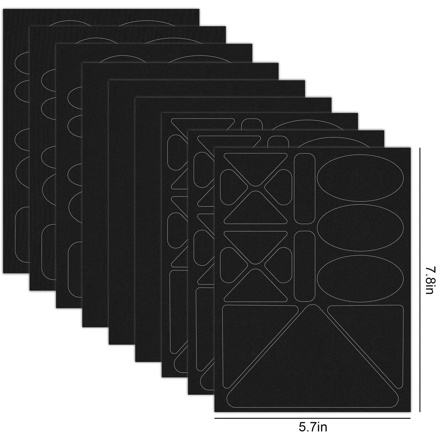 9 Sheets Nylon Self Adhesive Repair Patches - Different Size Shapes Clothes Patch Fabric Clothing Repair Tape Stickers for Down Jacket Tent Clothes Bag Outerwear Repair(Black)