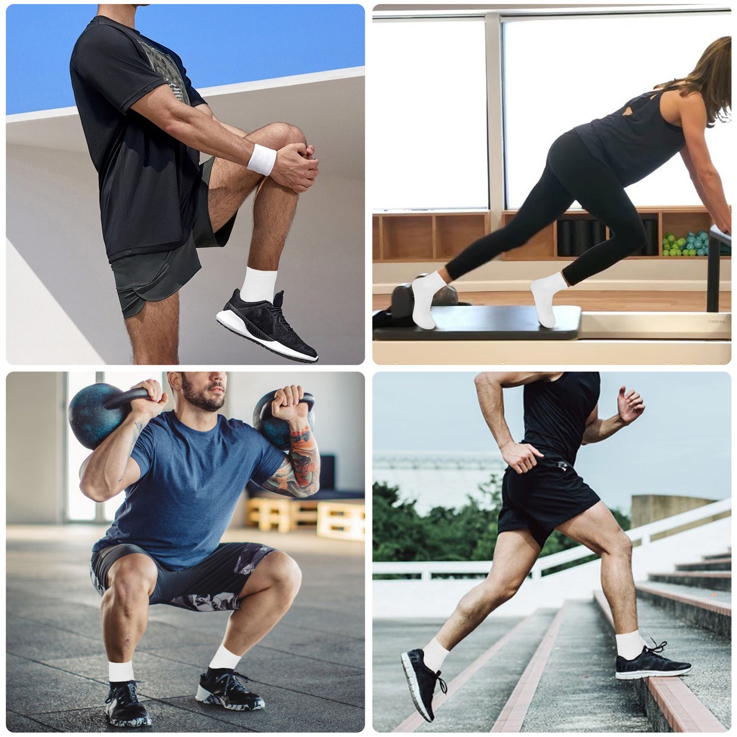 6 Pairs Unisex Ankle Socks - suitable for casual and athletic wear providing comfort and style (White)