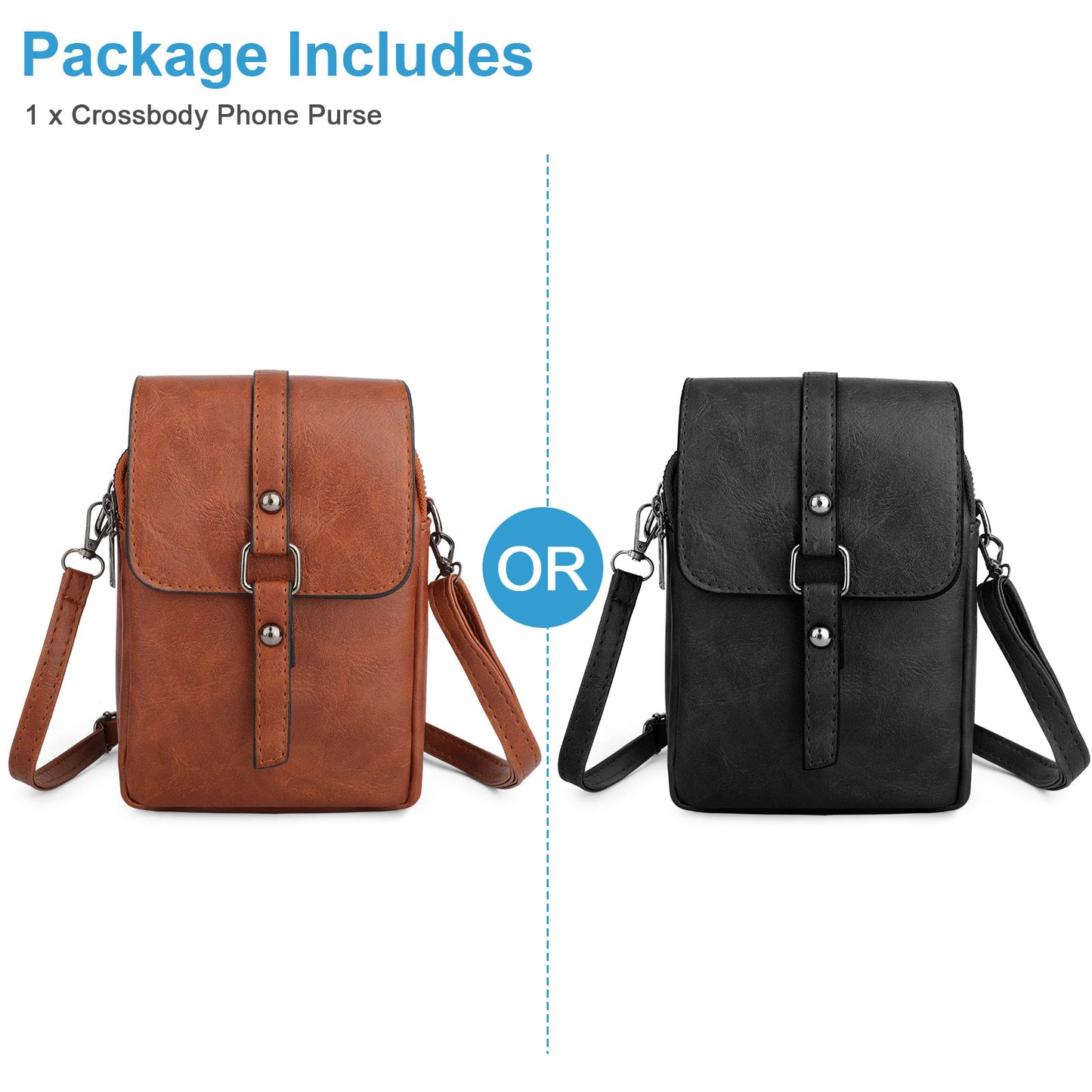 Unisex Crossbody Phone Bag with Headphone Hole - Adjustable strap PU leather Shoulder Wallet Bag Cell Phone Purse Messenger Bags for Women Men(Black)