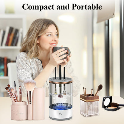 Electric Makeup Brush Cleaner - Portable Electric Makeup Brush Cleaner Machine,USB power with Cosmetic Brush Cleaner Silicone Mat,Beauty Tools for Mother's Day & Christmas Gift
