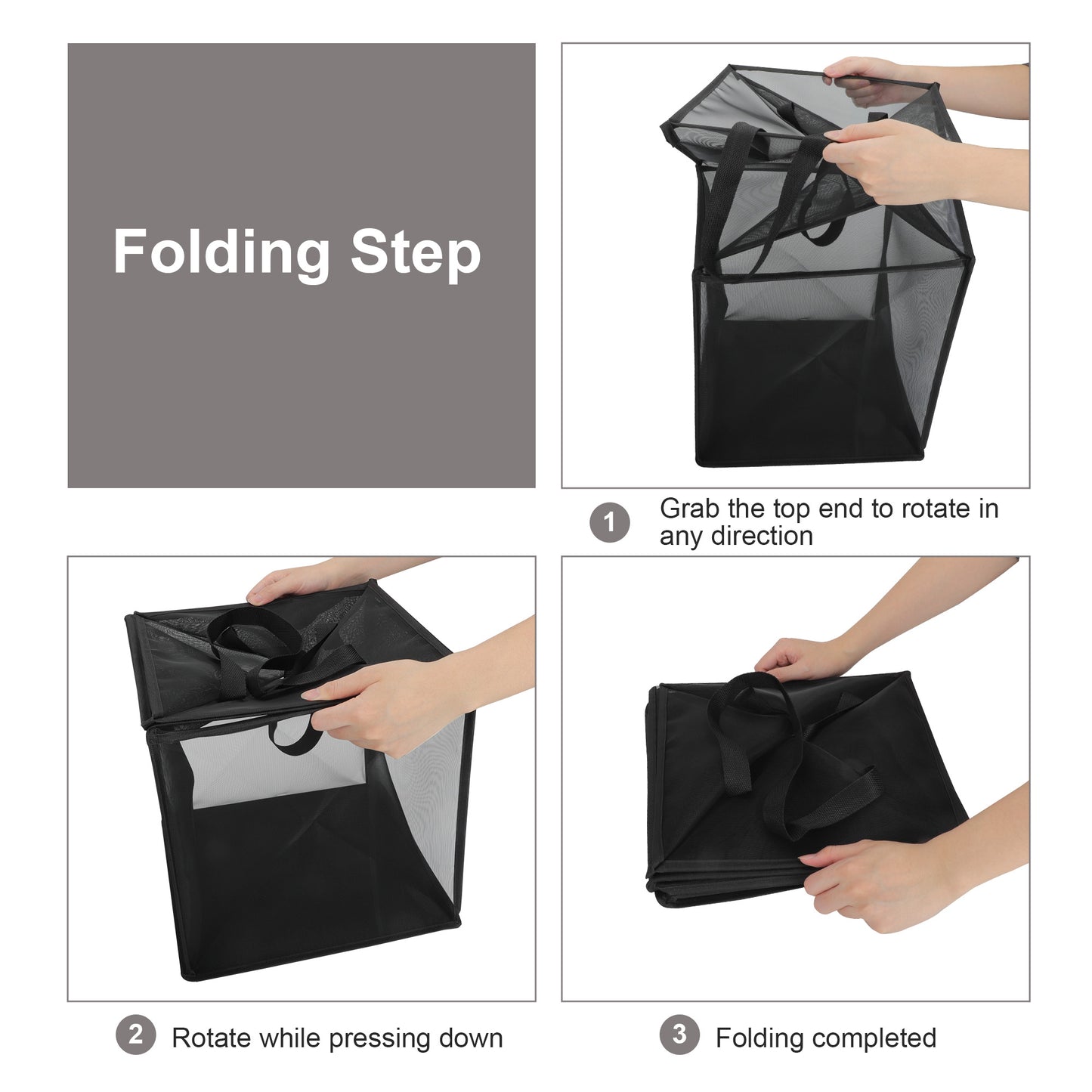 Portable Double Layer Large Mesh Pop Up Laundry Hampers - Collapsible and Durable Storage Basket with Handles for Home and Travel (Black)