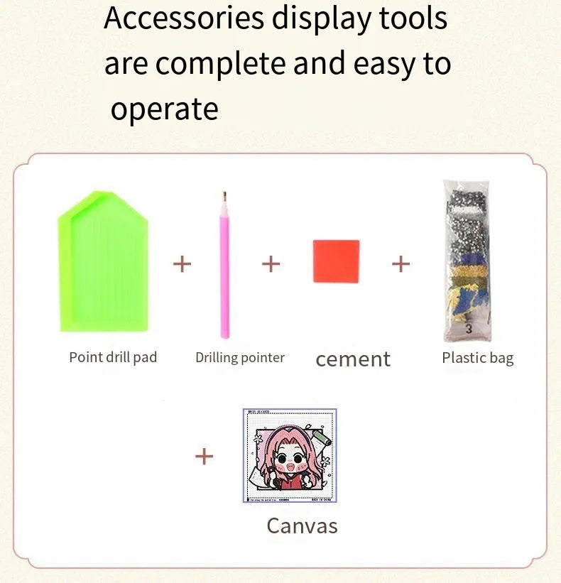 7in diamond painting kits with Frame - DIY Cartoon Diamond Art,Including a Frame,DIY Cross Stitch Tools,DIY Crafts Sewing Accessories Kids Adults Hobby Gift (Pink)