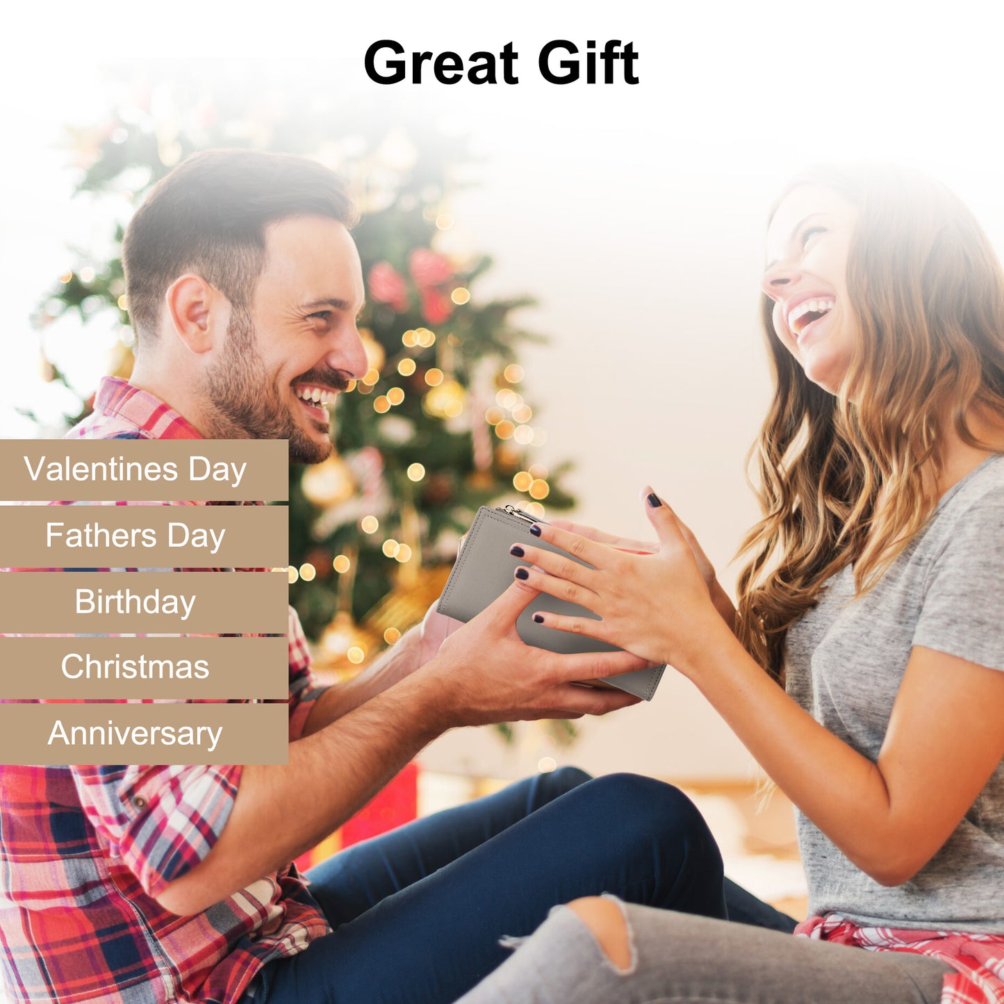 Long PU Leather Wallet for Women - Ultra Slim Wallet Credit Card Holder Bifold Clutch Coin Zipper Travel Long Purse for Women Girls (Gray)