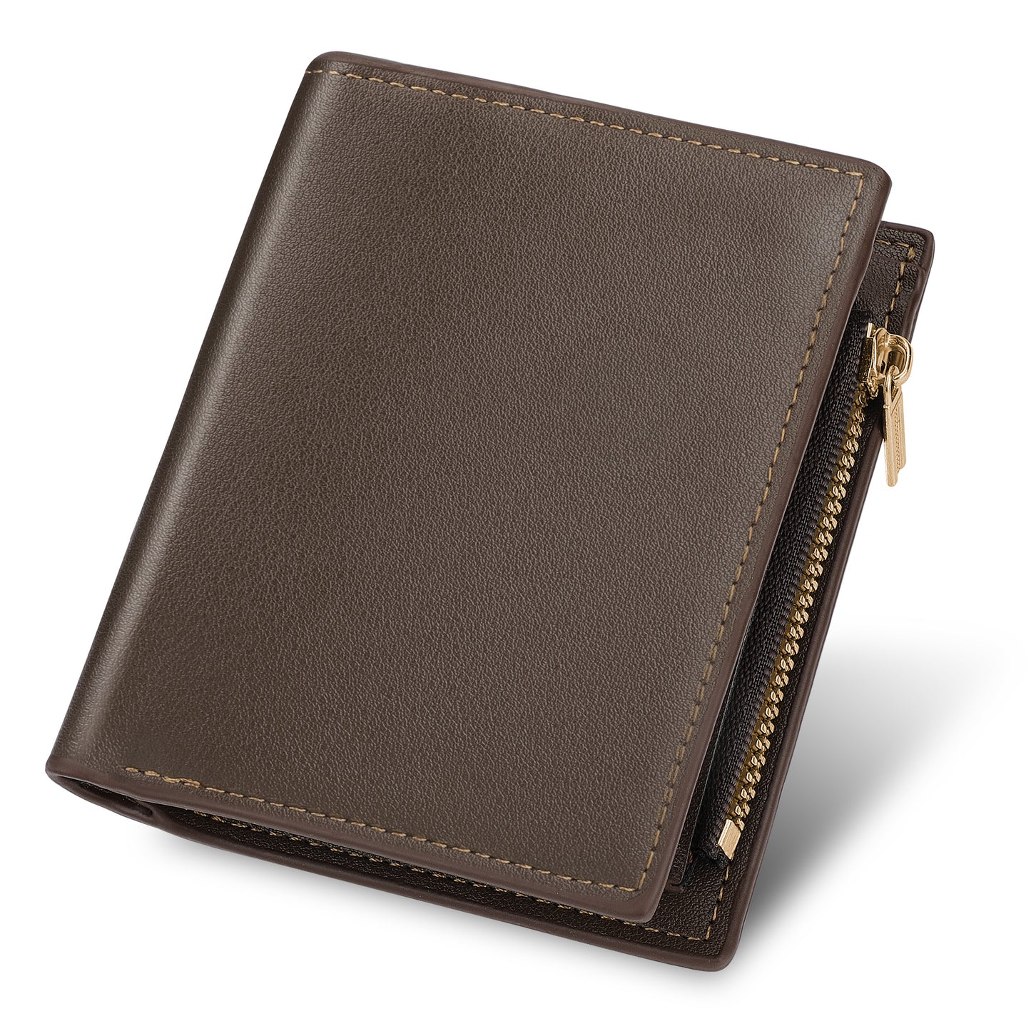 Unisex Slim Short Wallet - Fashionable Business Multi Card Wallet,PU leather Solid Color ID Short Wallet for Men and Women (Brown )