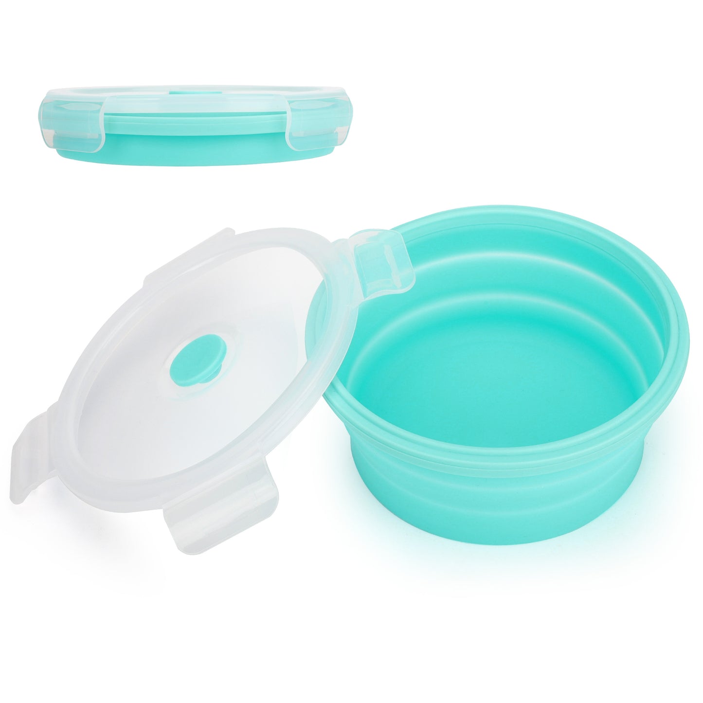 Collapsible Pet Bowl with Lid - Portable Silicone Feeding Dishes for Dogs and Cats indoor and outdoor use ,idea for camping, hiking( Light Blue)