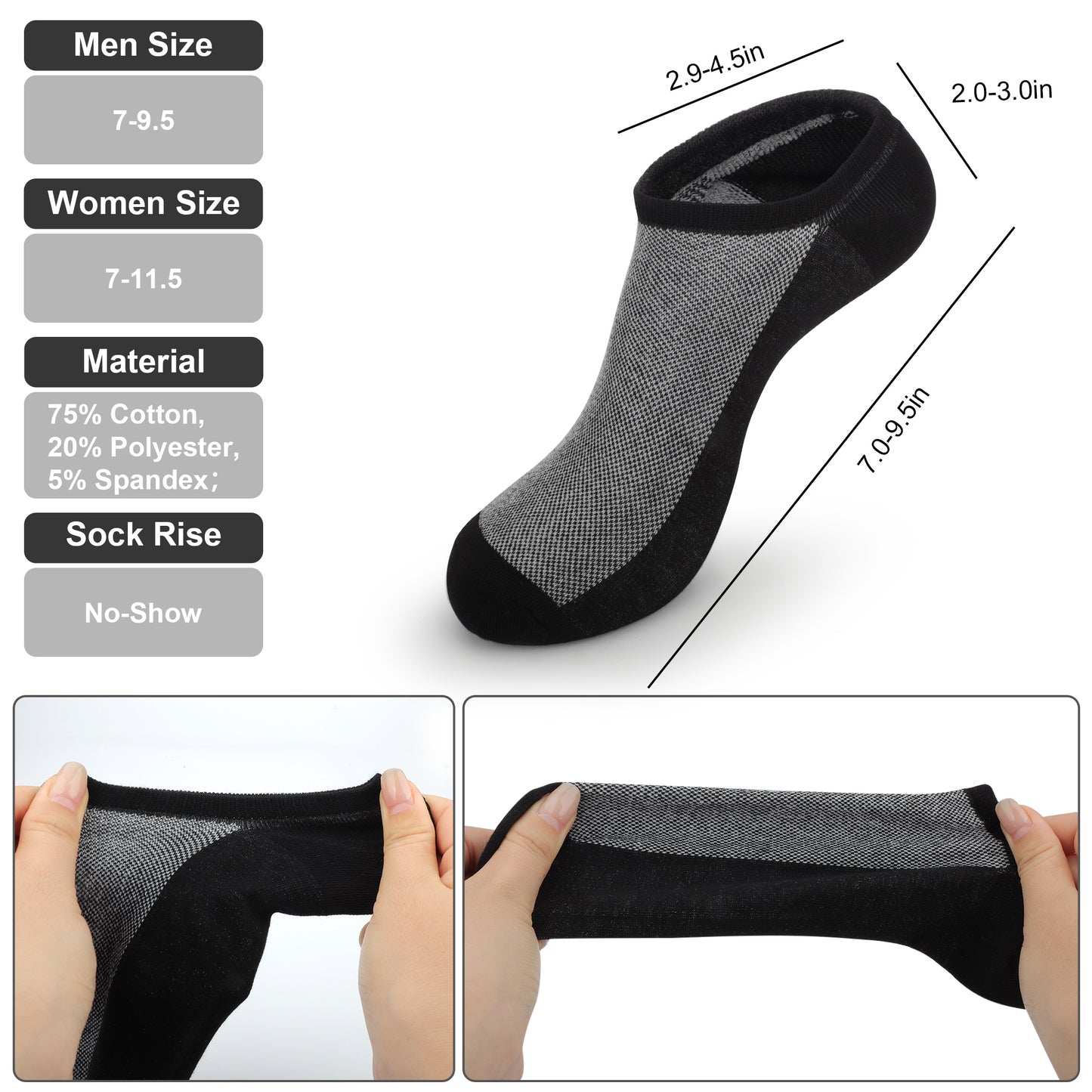 6 Pairs No Show Men's Socks - Casual Invisible Non-slip Socks,Low Cut Socks,CottonSocks for Men Loafer Sneakers Boat Shoes