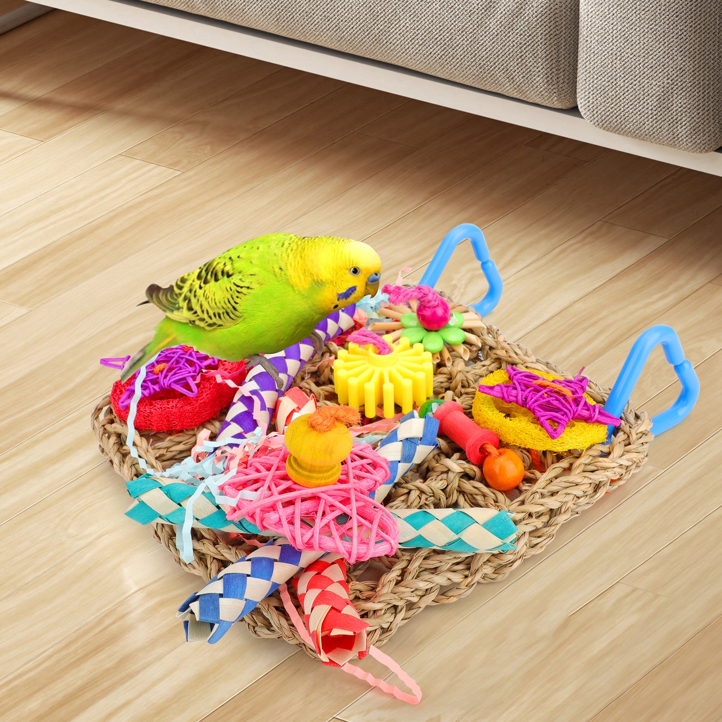 Bird Woven Climbing Net - Parrots Toys Chewing Interactive Play Hammock Chewing Toys Pet Wall Toy Swing Foraging Wall