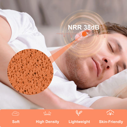 60 Pairs Soft Foam Earplugs – 38dB SNR Ear Plugs Noise Canceling for Sleeping, Working & Travel (Orange)