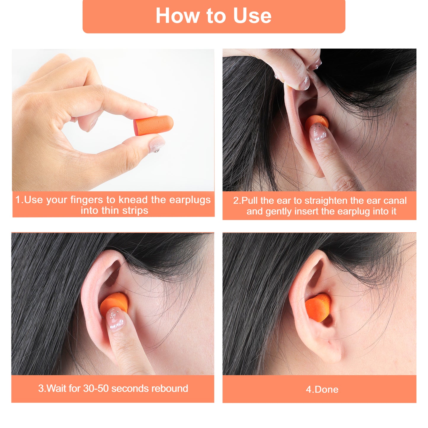 60 Pairs Soft Foam Earplugs – 38dB SNR Ear Plugs Noise Canceling for Sleeping, Working & Travel (Orange)