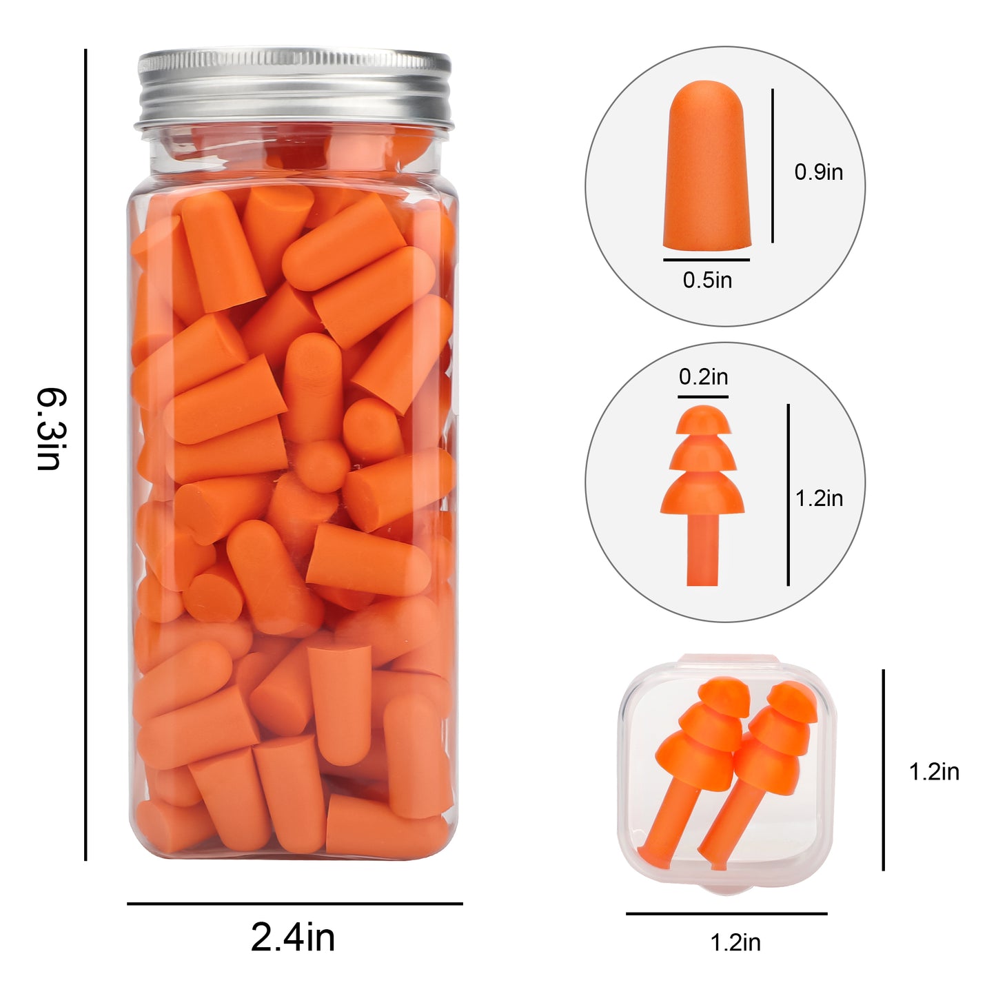 60 Pairs Soft Foam Earplugs – 38dB SNR Ear Plugs Noise Canceling for Sleeping, Working & Travel (Orange)
