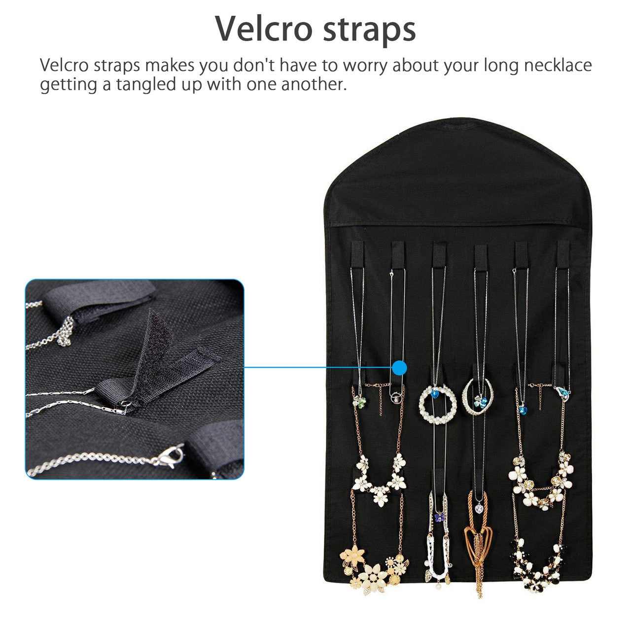 Hanging Bag, 32 Pockets Foldable Jewelry Necklace Hanging Bag Dual Sided Storage Organizer Display Case Bag with Clear PVC Window