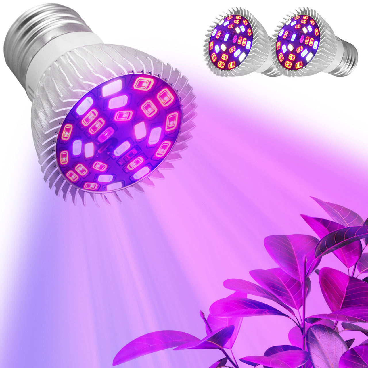 LED Grow Light, Full Spectrum E26 27 LEDs Grow Light Bulbs for Indoor Plants Greenhouse, 2Pcs