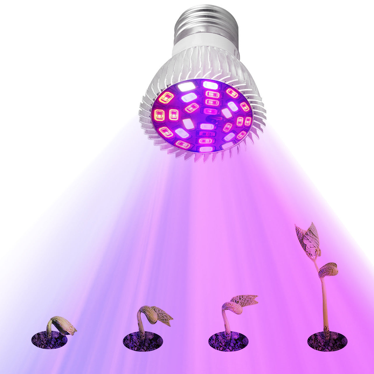 LED Grow Light, Full Spectrum E26 27 LEDs Grow Light Bulbs for Indoor Plants Greenhouse, 2Pcs