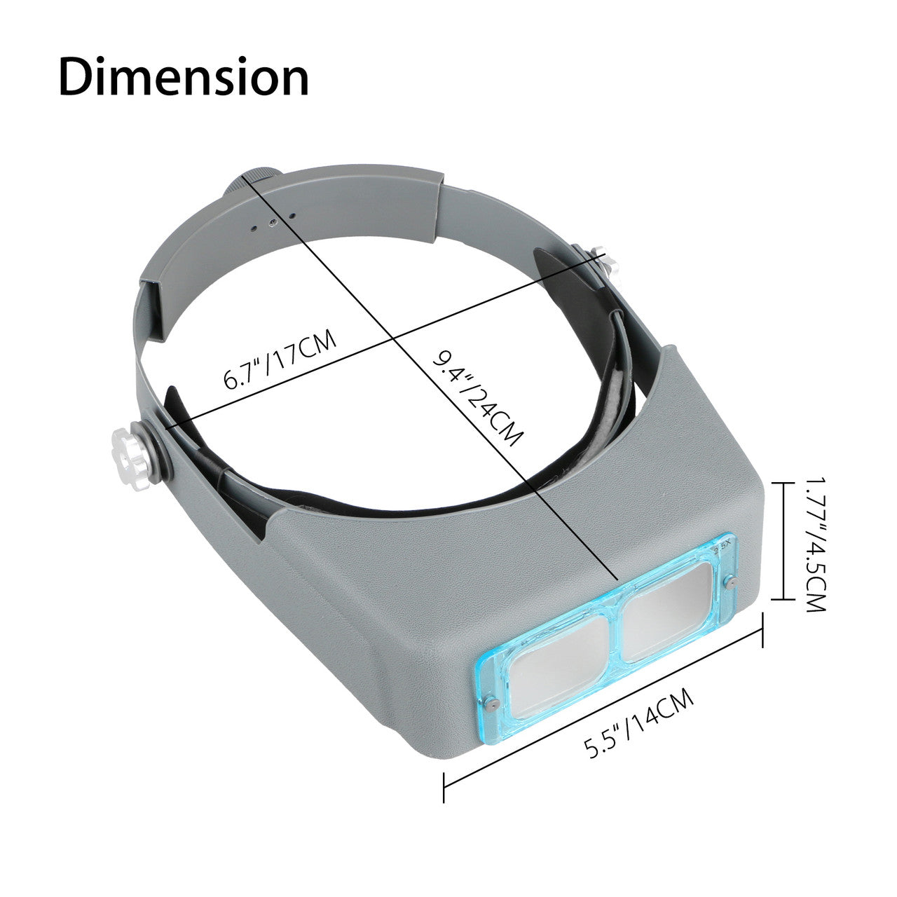 Headband Magnifier Jewelry Visor Opitcal Glass Binocular Magnifier w/ Lens, 4" Focal Length 1.5X 2X 2.5X 3.5x Magnification