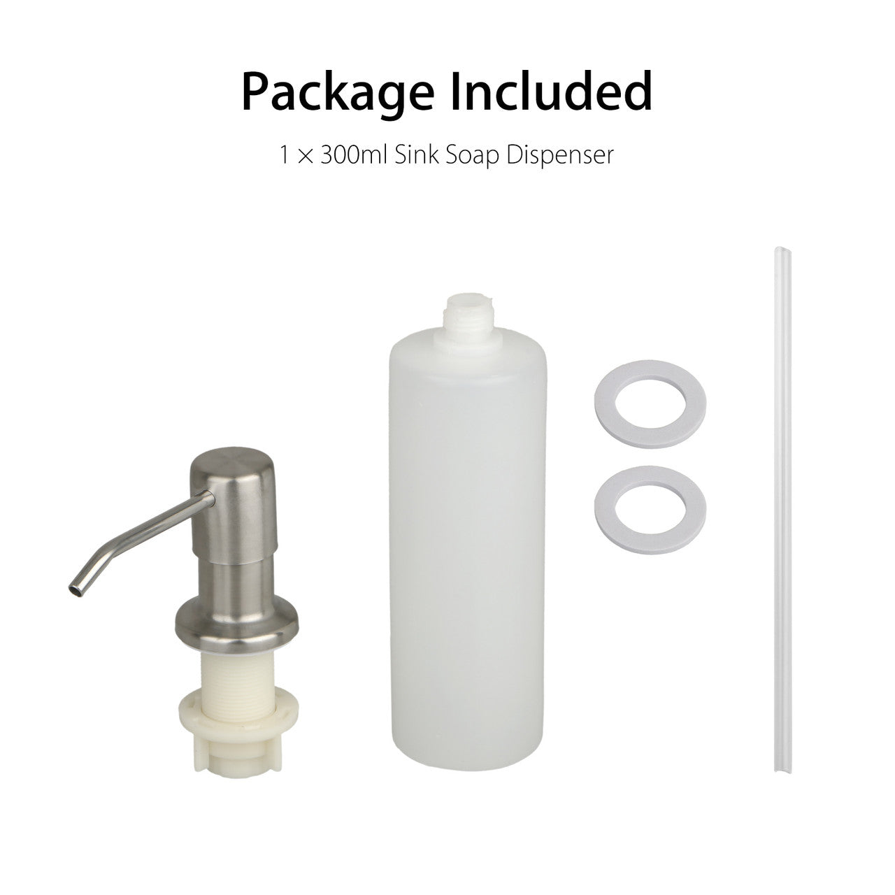 300ml Stainless Steel Liquid Soap & Lotion Dispenser Polish Kitchen Sink Liquid Pump Bottle for Kitchen or Bathroom Countertops, Brushed