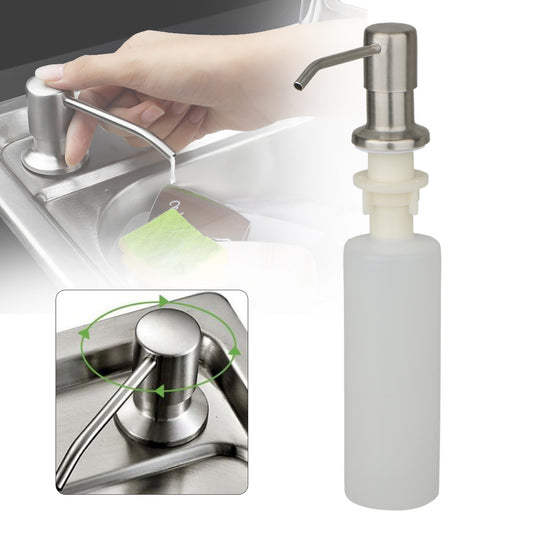 300ml Stainless Steel Liquid Soap & Lotion Dispenser Polish Kitchen Sink Liquid Pump Bottle for Kitchen or Bathroom Countertops, Brushed