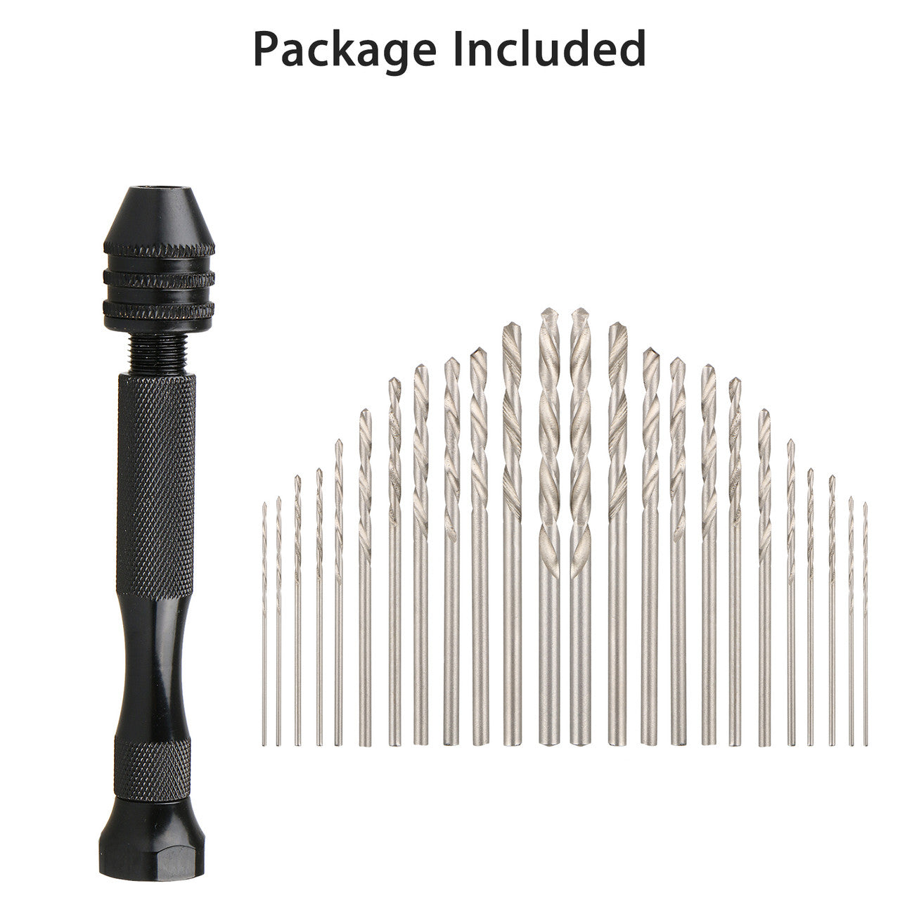 Precision Pin Vise Hobby Drill Mini Micro Hand Twist Drill Bits Set Holes Drilling Rotary Tools Kit, 0.5-3mm, 25pcs