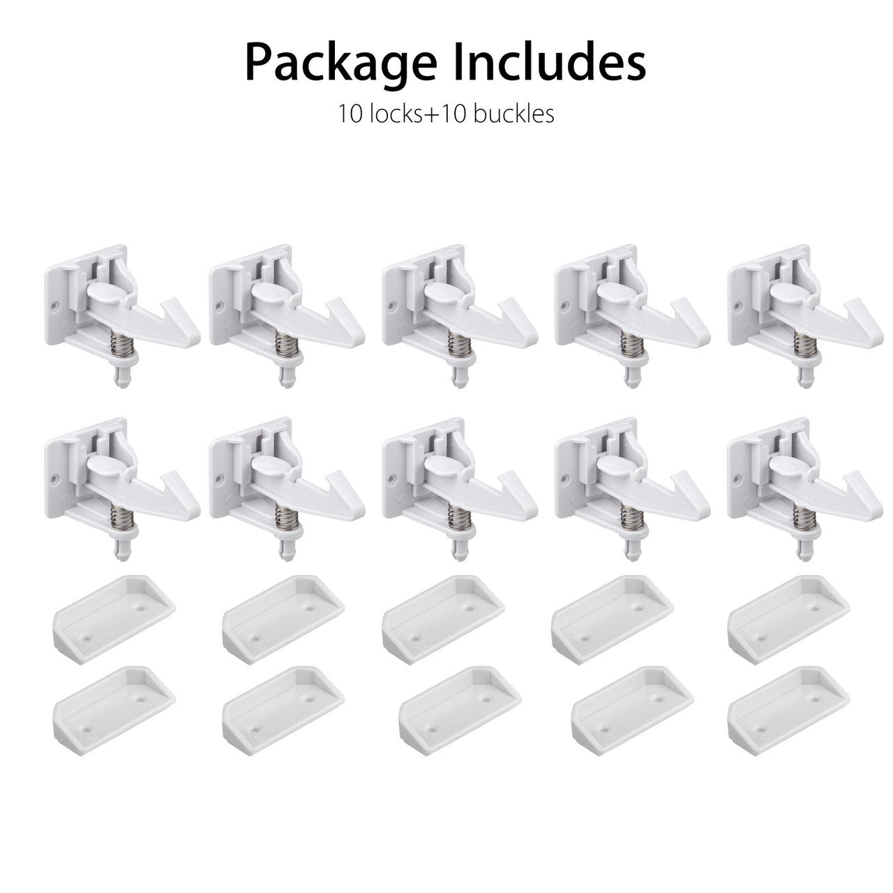 Universal Home Safety Cabinet Doors Child Baby Kids Proof Locks Latches with Buckles for Cabinet Drawer Closet Cupboard, 10-Pack
